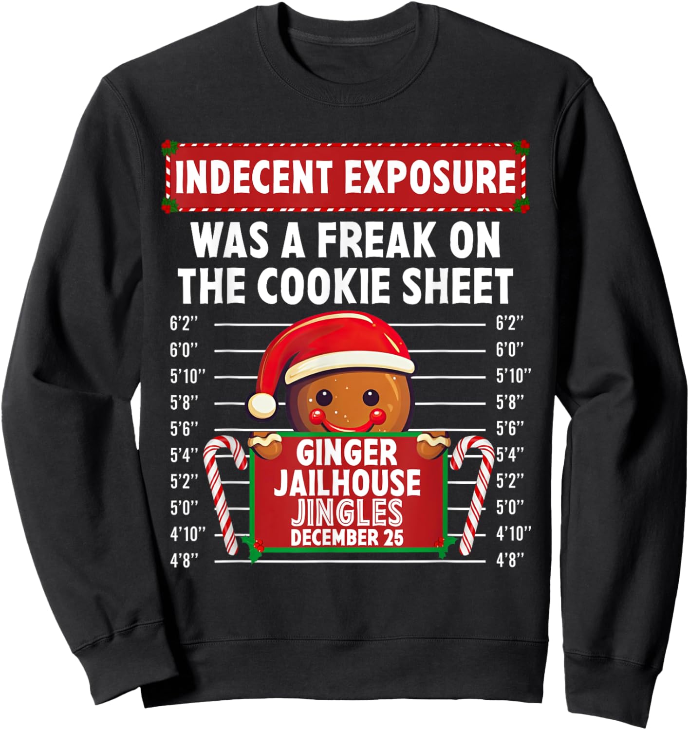 Indecent Exposure Ginger Jailhouse Christmas Gingerbread Sweatshirt - Sweatshirt | Black