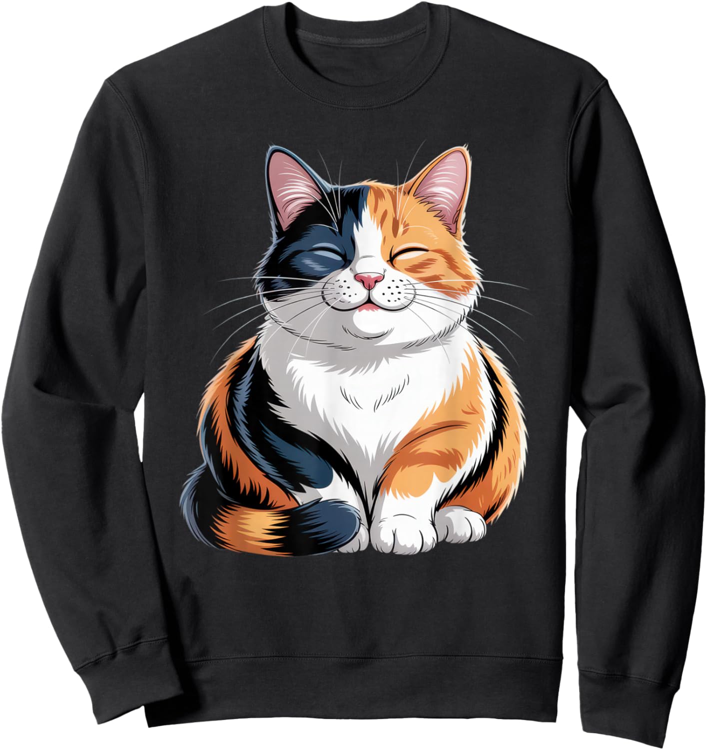 Adorable Cat Art for Cat Lovers Relaxing Calico Cat Sweatshirt - Sweatshirt | Black