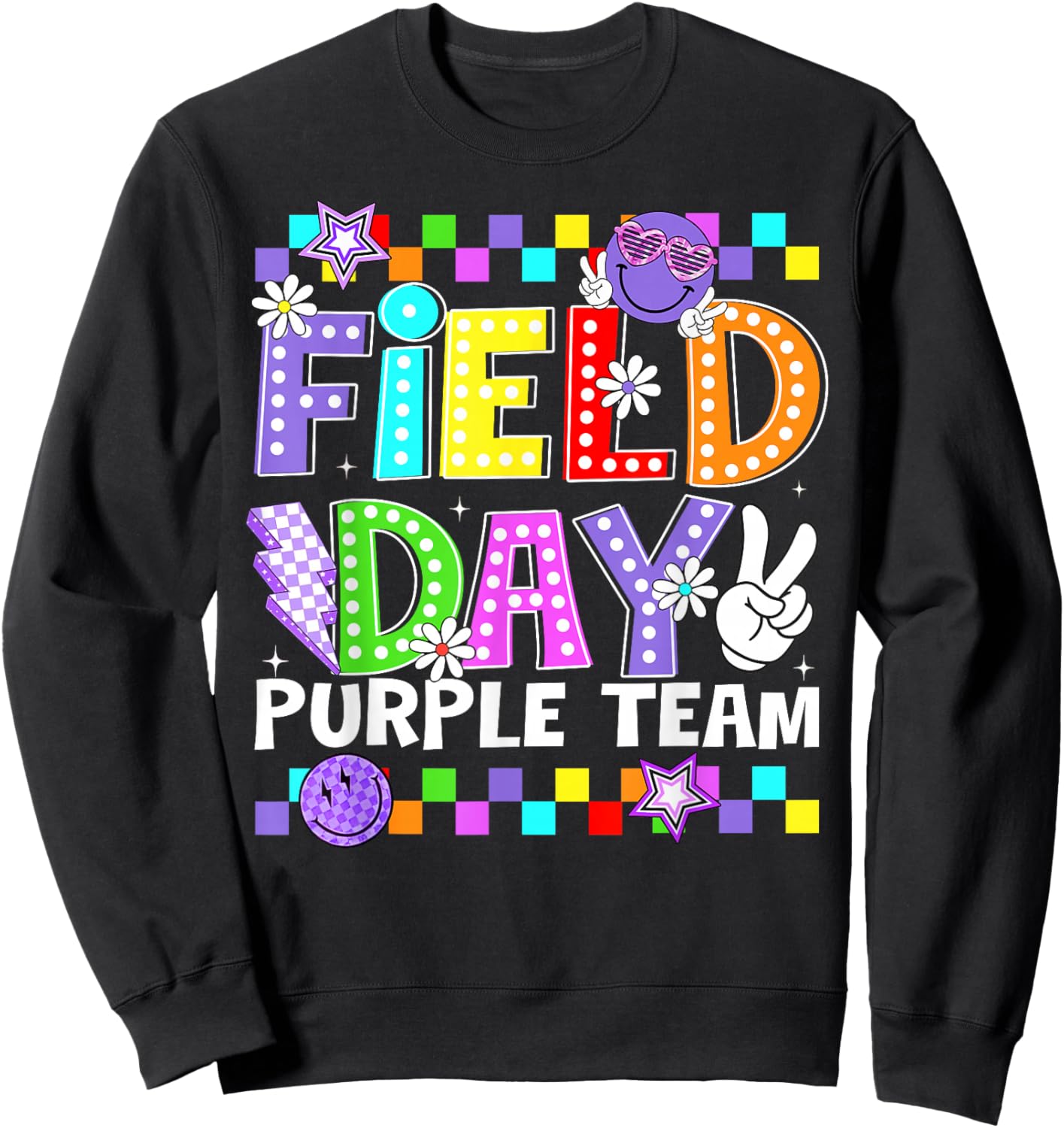 Field Day Purple Team Lightning Peace Sign Men Women Kid Sweatshirt - Sweatshirt | Black