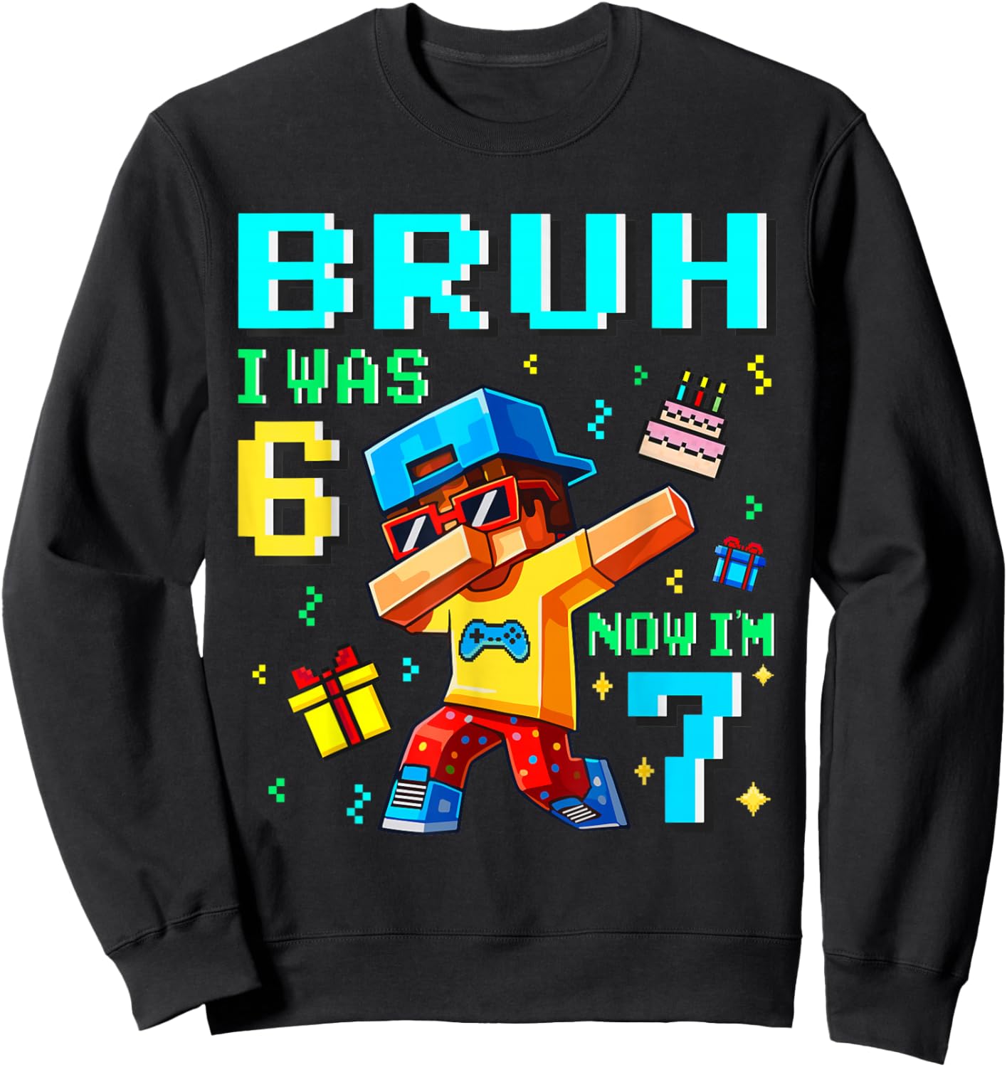 I was 6 Now I'm 7 7th Birthday 6 7 Birthday Boys Gaming Kids Sweatshirt - Sweatshirt | Black