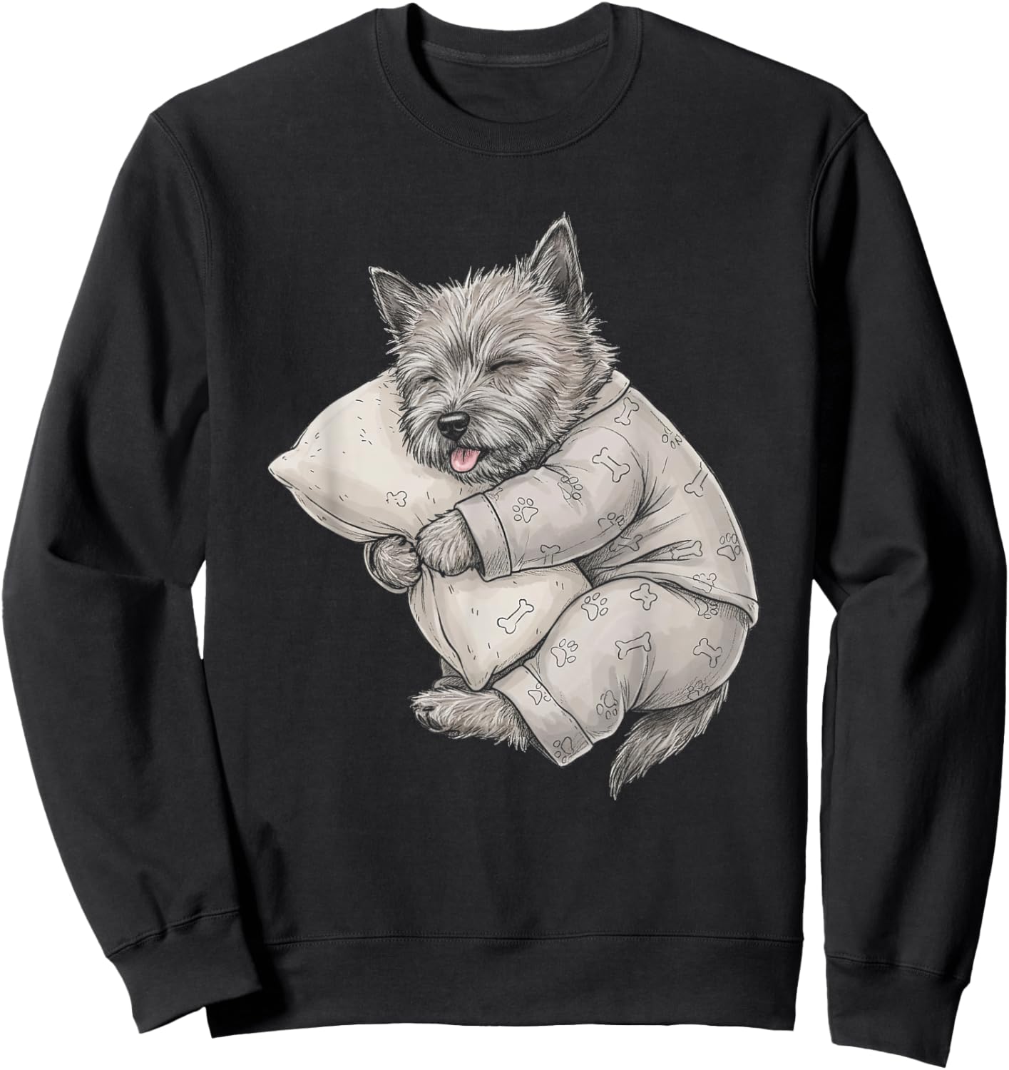 Funny Sleepy Cairn Terrier Pajama Men Women Kids Sweatshirt - Sweatshirt | Black