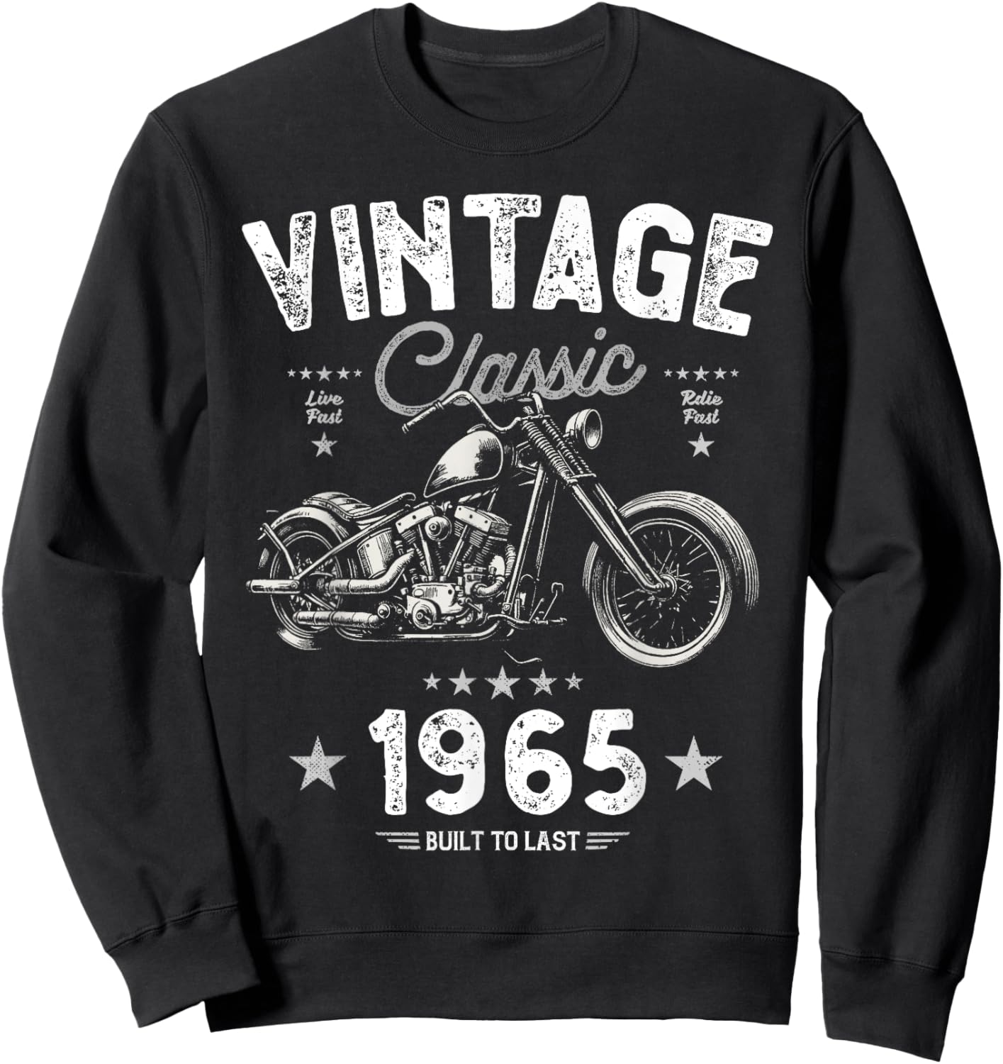 Vintage 1965 60th Birthday Classic Retro Chopper Motorbike Sweatshirt - Sweatshirt | Black