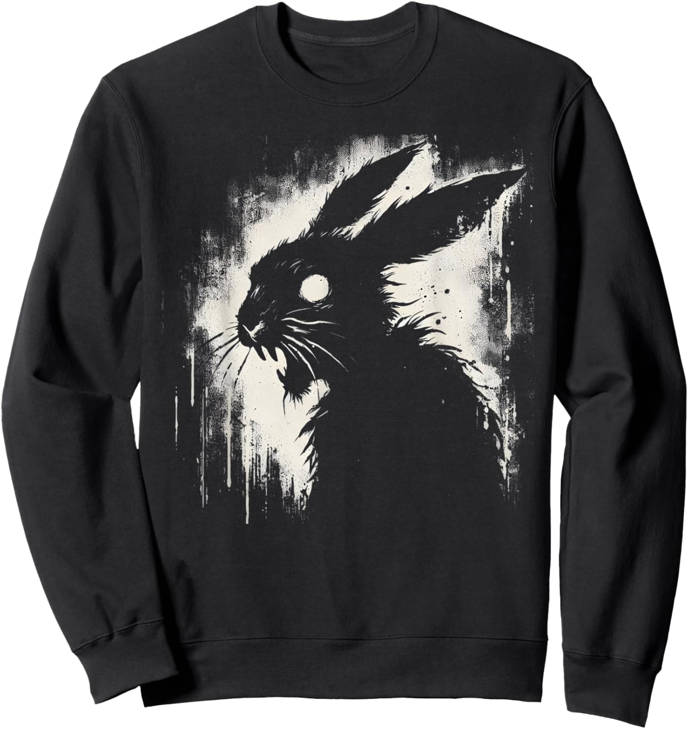 Creepy Goth Rabbit, Horror Bunny, Weirdcore Rabbit Sweatshirt - Sweatshirt | Black