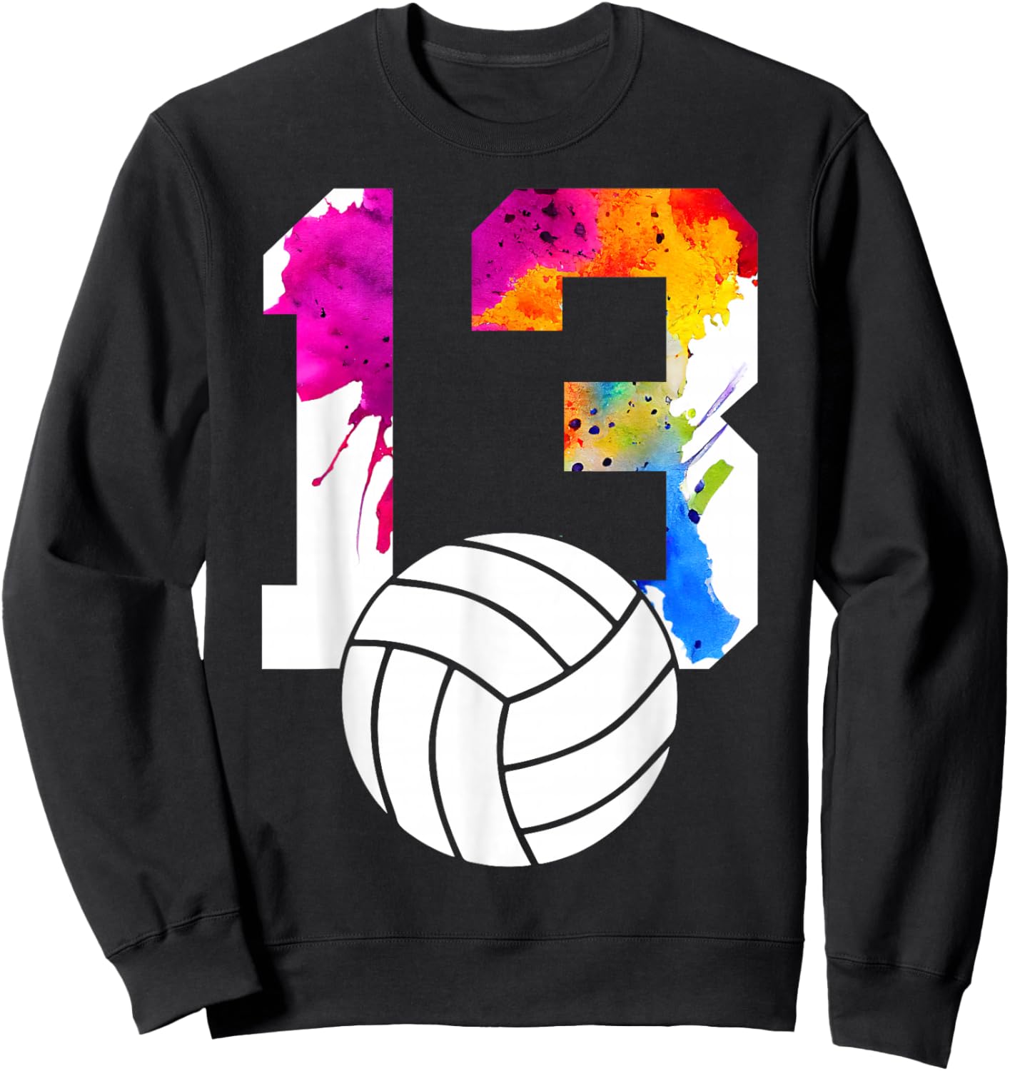 Number 13 Volleyball 13th Birthday Sweatshirt - Sweatshirt | Black