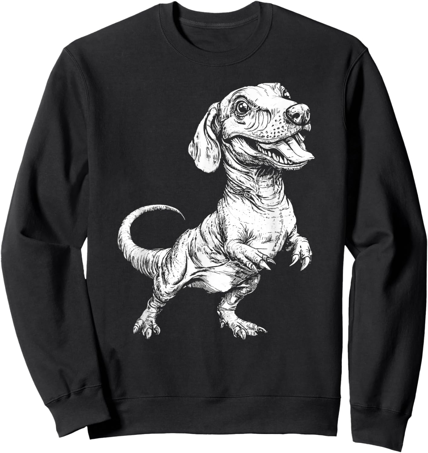 Dachshund Dog Dinosaur Tyrannosaurus Dachshund Saurus Dino Sweatshirt - Sweatshirt | Black
