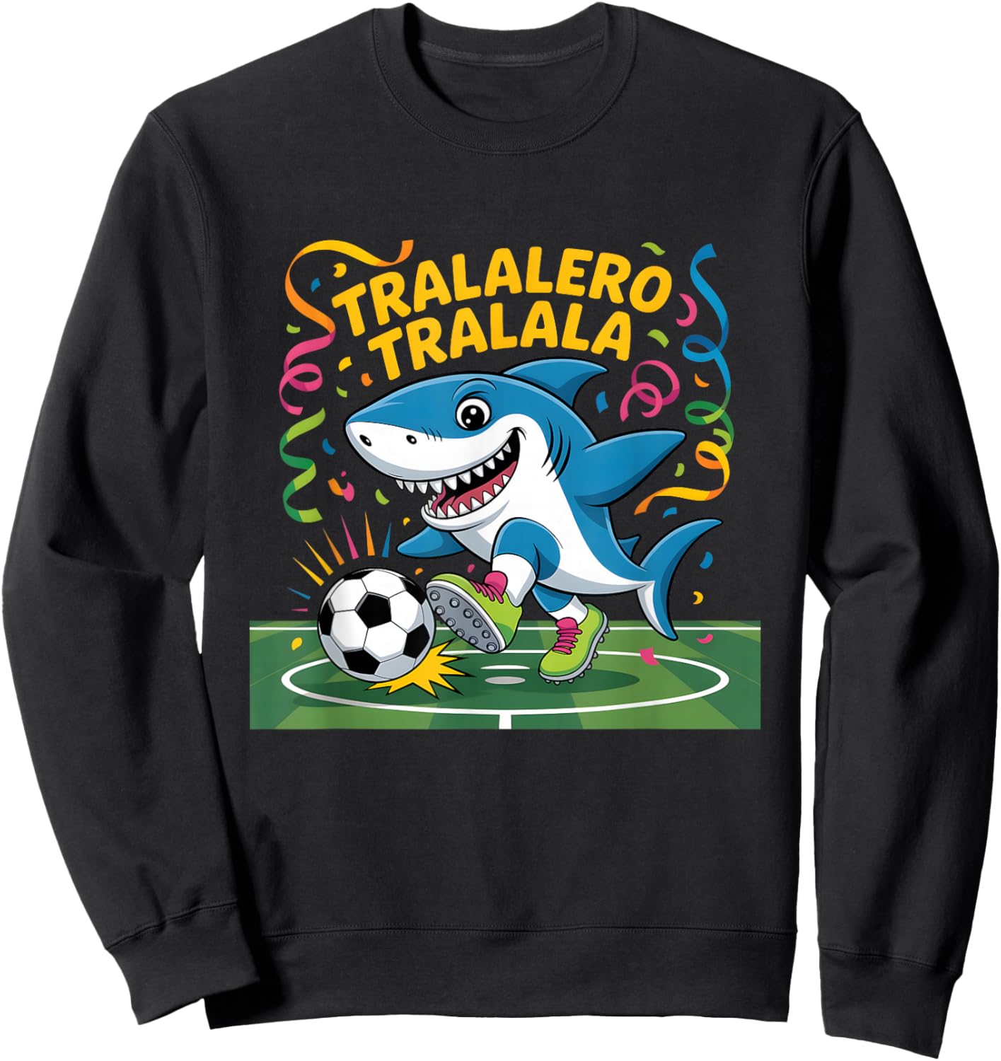 Tralalero Tralala Squalo Divertente Calciatore Sweatshirt - Sweatshirt | Black