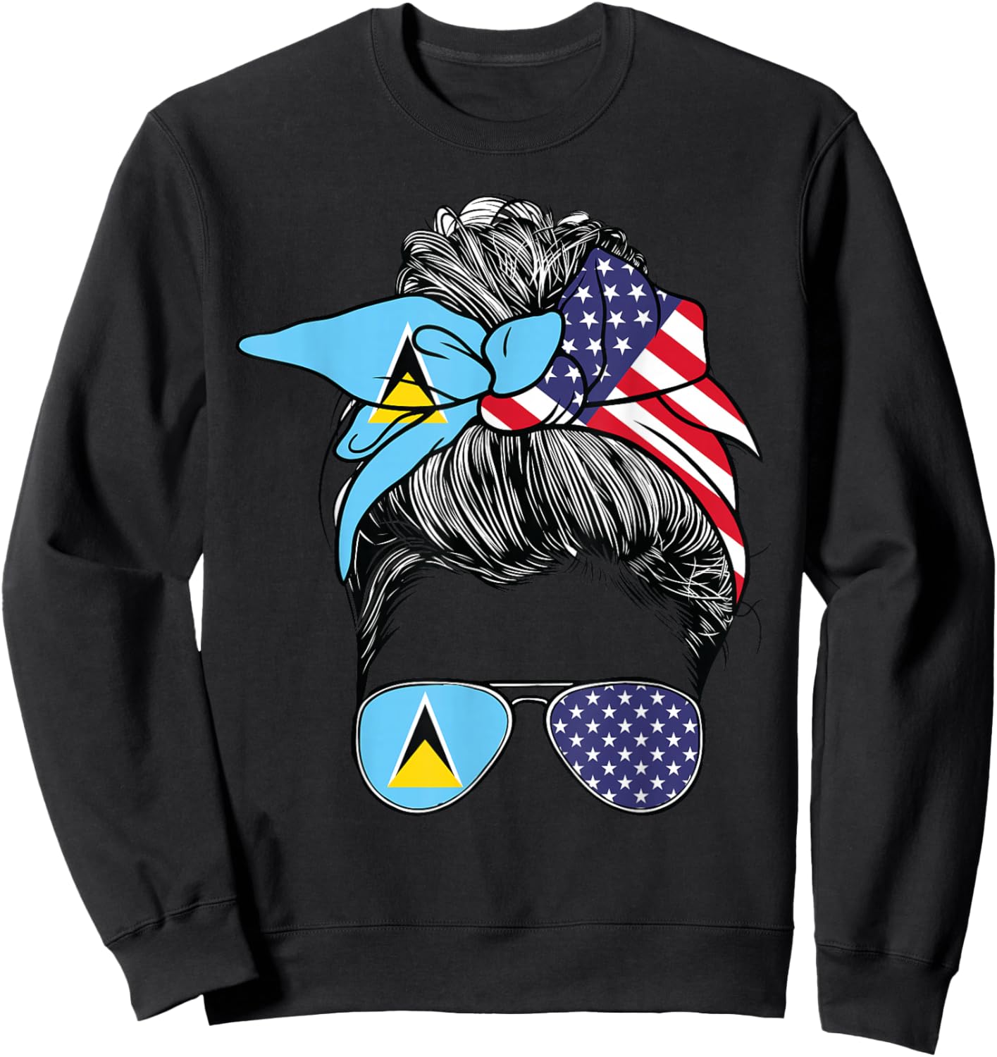 St Lucian Flag St Lucia Women American USA Heritage St Lucia Sweatshirt - Sweatshirt | Black