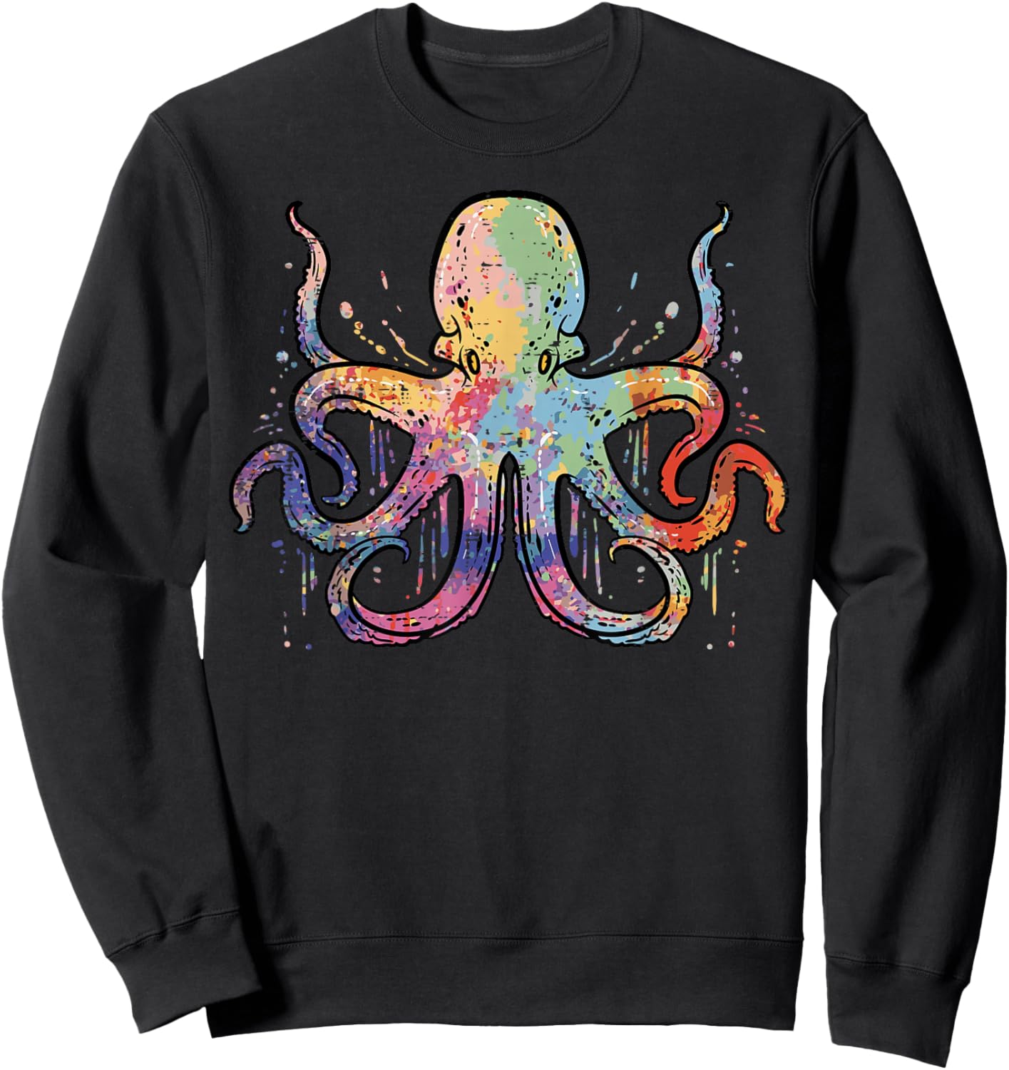 Colorful Octopus Cephalopod Animal Women Girls Kids Toddler Sweatshirt - Sweatshirt | Black