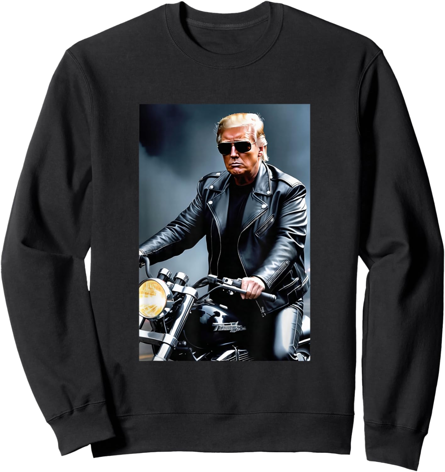 Donald Trump 2026 Riding a Motorcycle Funny Women Sweatshirt - Sweatshirt | Black