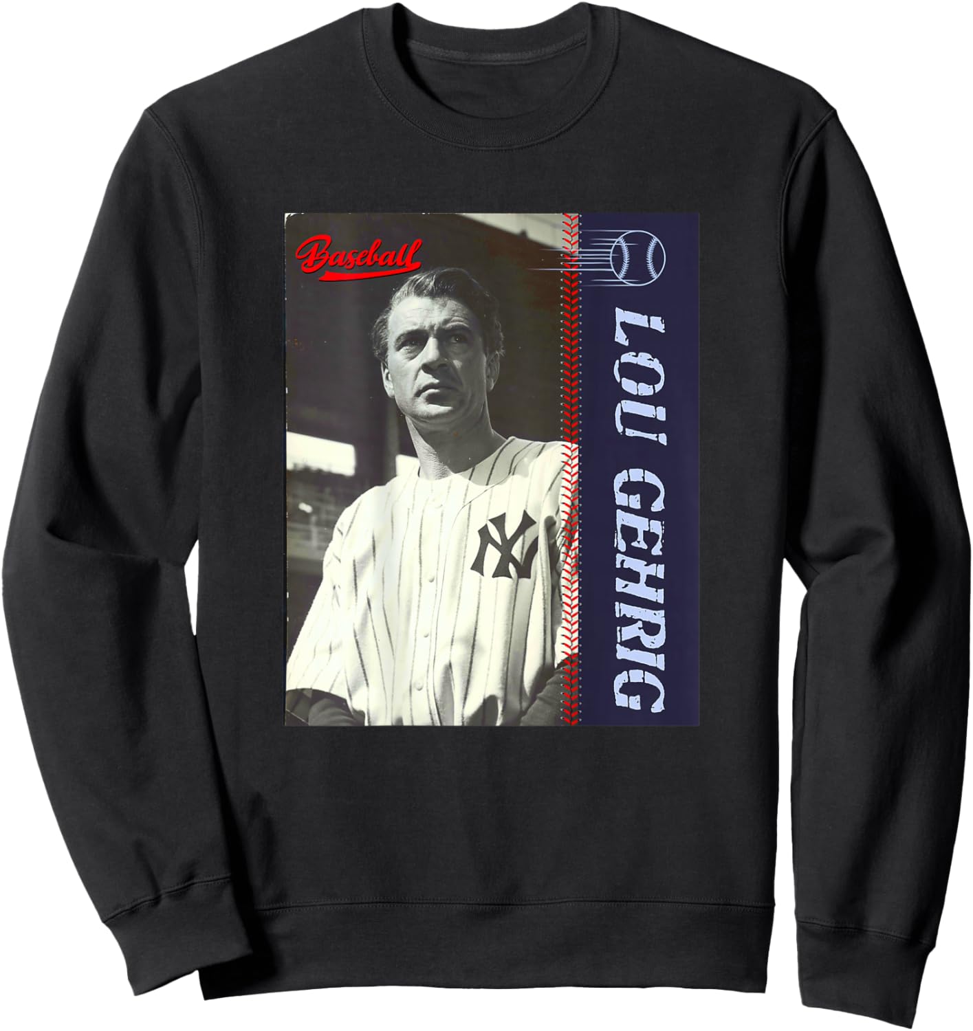 Lou Gehrig_Baseball_001_Back Printed Sweatshirt - Sweatshirt | Black