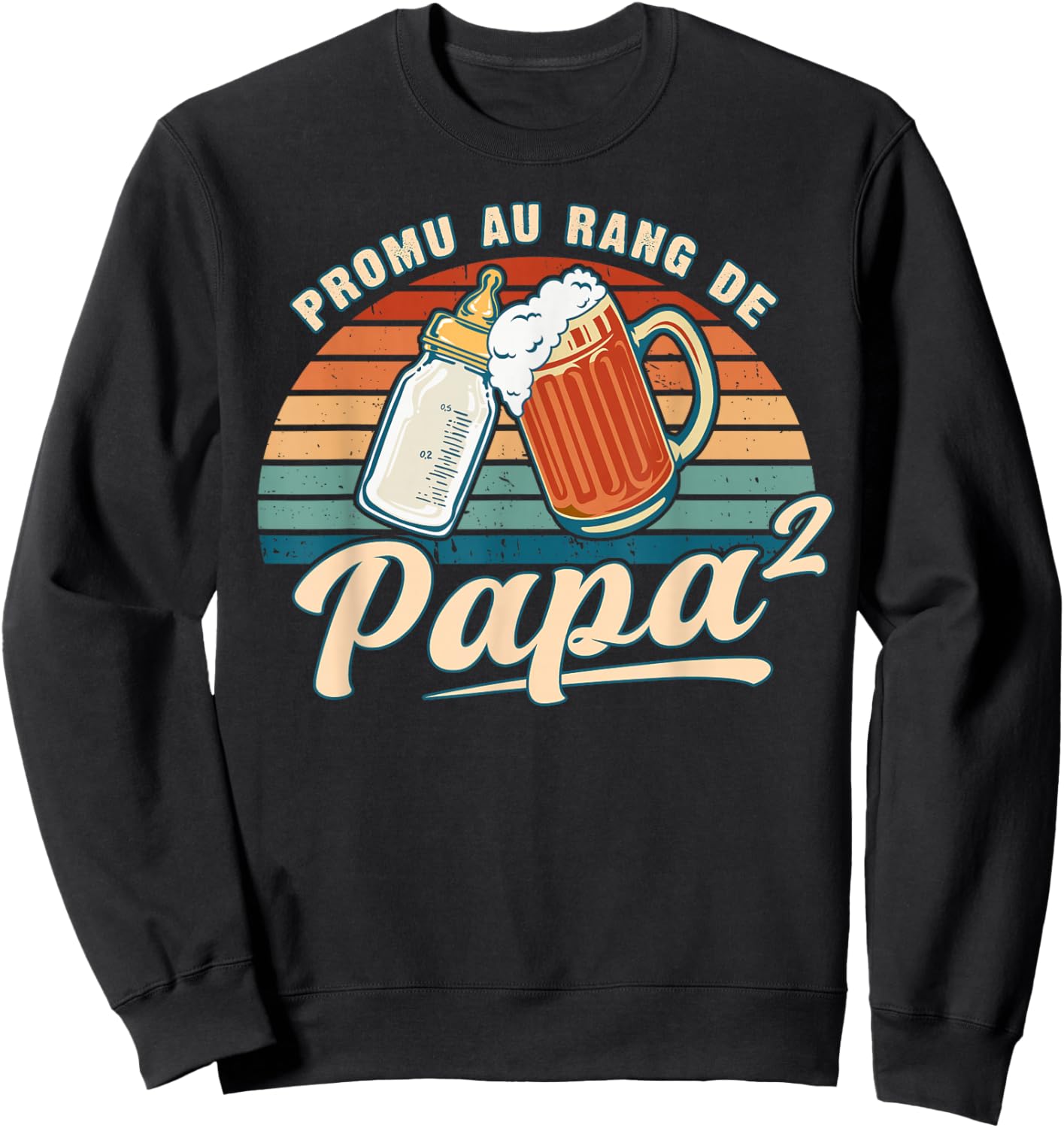 Promoted Dad 2 Child Announcement Pregnancy Future Dad Sweatshirt - Sweatshirt | Black