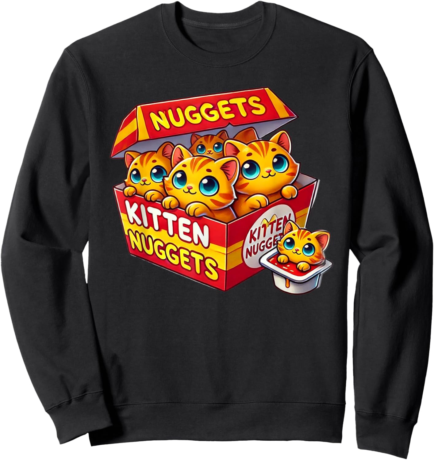 Funny Cat Owner Cute Gifts Kitten Nuggets Cat Lover Gift Food Pun Chicken Nuggets Sweatshirt - Sweatshirt | Black
