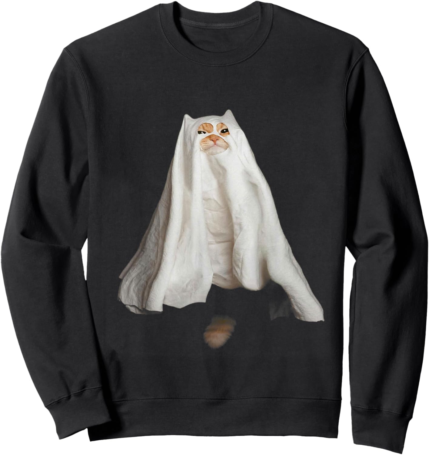 Ghost Cat Meme Funny Halloween Men Women Kids Sweatshirt - Sweatshirt | Black