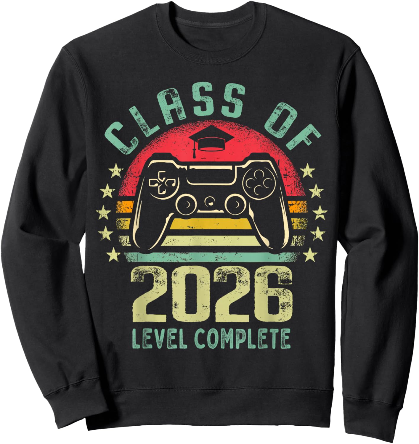 Class of 2026 Level Complete Video Gamer Senior Graduation Sweatshirt - Sweatshirt | Black
