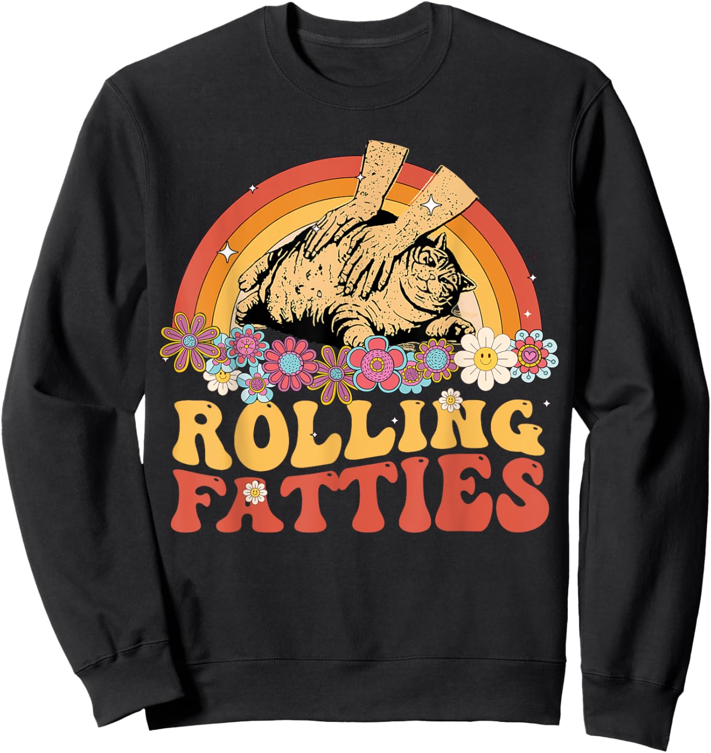 Funny Fat Kitten Cat Rolling Fatties Cute Kitty Owner Women Sweatshirt - Sweatshirt | Black