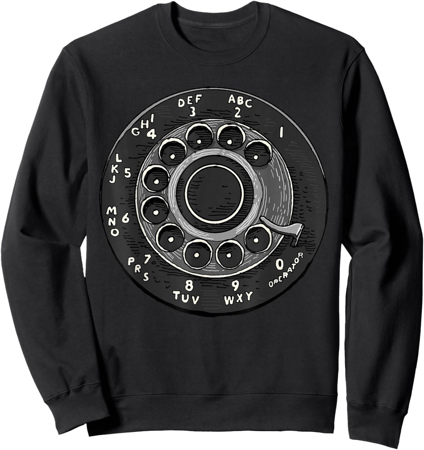 Rotary Phone Shirt Retro Phone Number Rotary Dial Classic Sweatshirt - Sweatshirt | Black