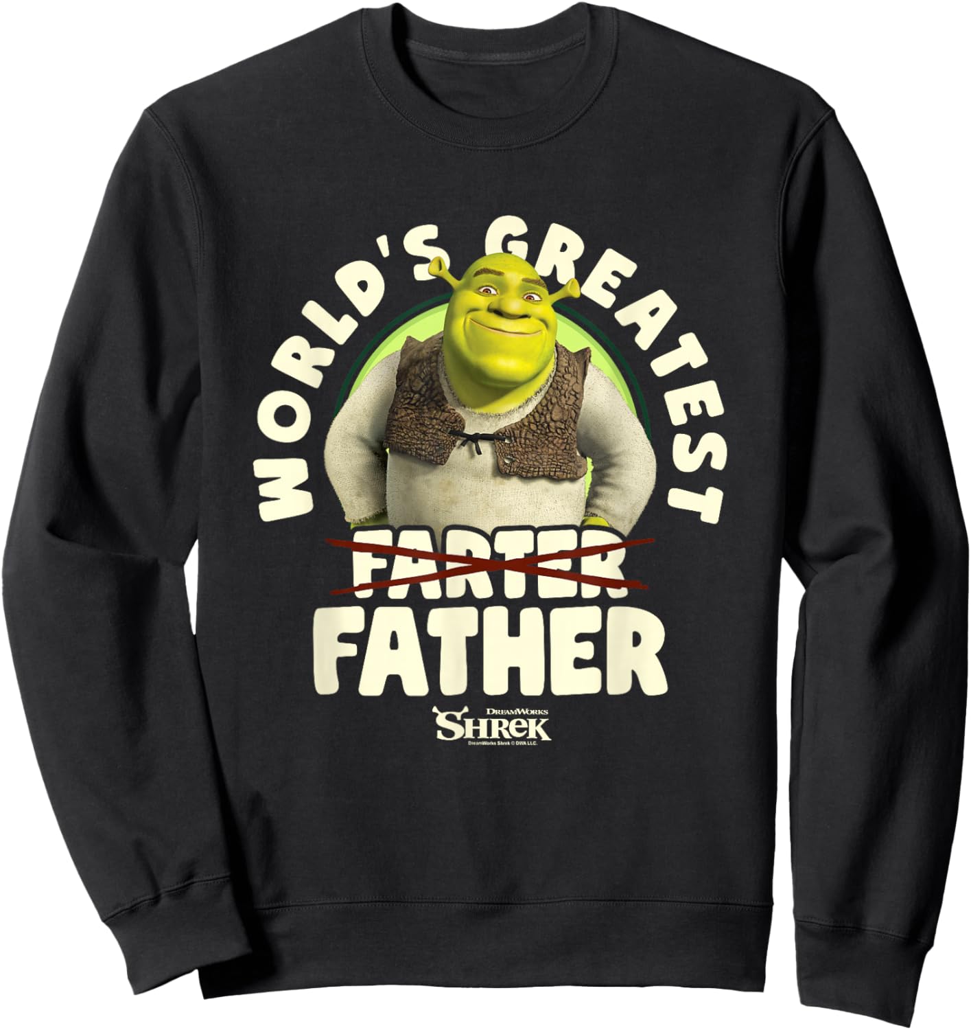 Shrek Father's Day World's Greatest Farter Crossed Text Sweatshirt - Sweatshirt | Black