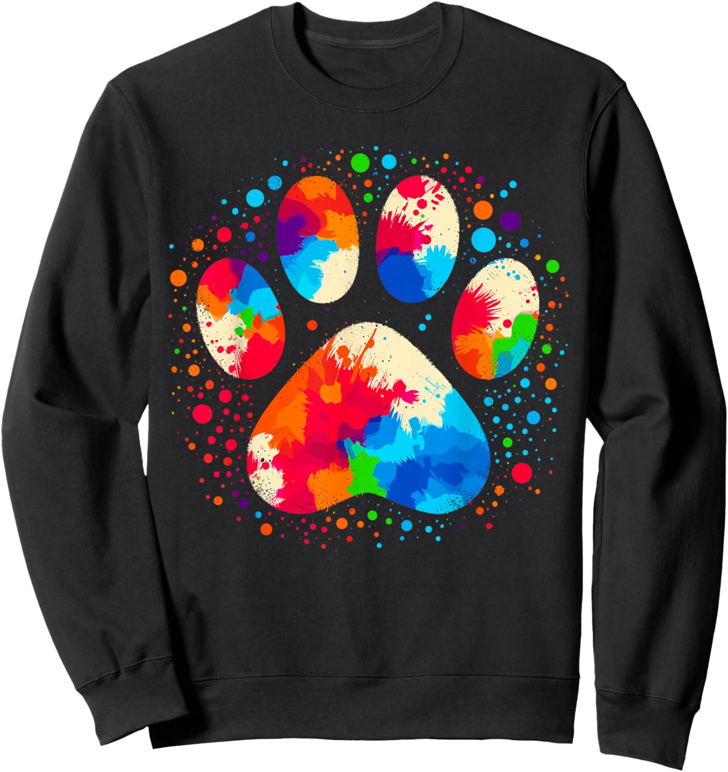 Dog Paw Design Dog Lovers , Black, Small, Short Sleeve, Classic Fit, Modern Dog Paw Print Sweatshirt - Sweatshirt | Black