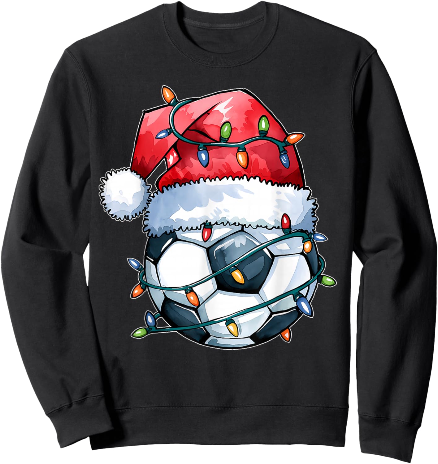 Santa Sports Design Boys Christmas Soccer Player Sweatshirt - Sweatshirt | Black
