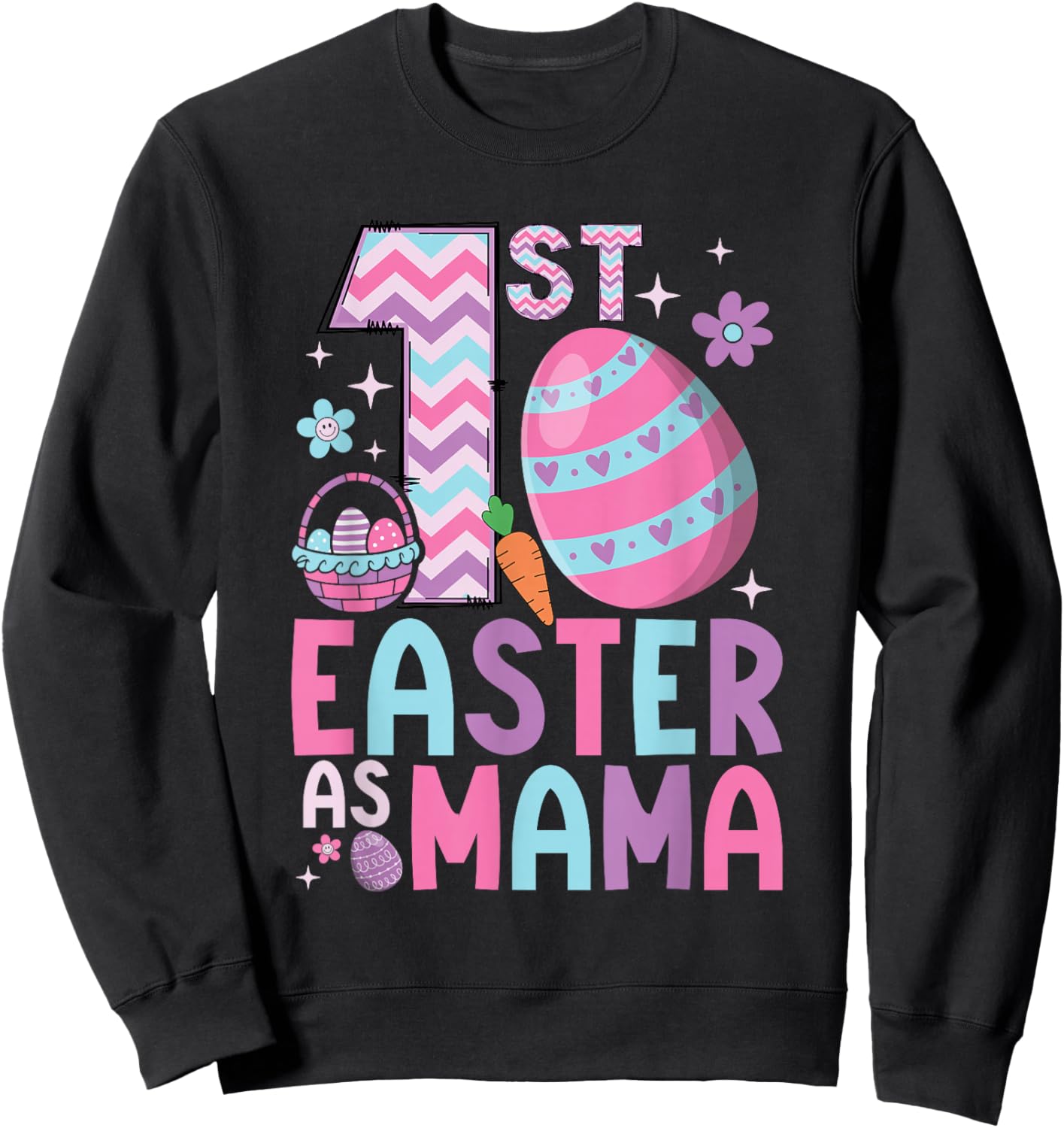 First Easter As Mama Matching Family 1st Easter New Mom Sweatshirt - Sweatshirt | Black