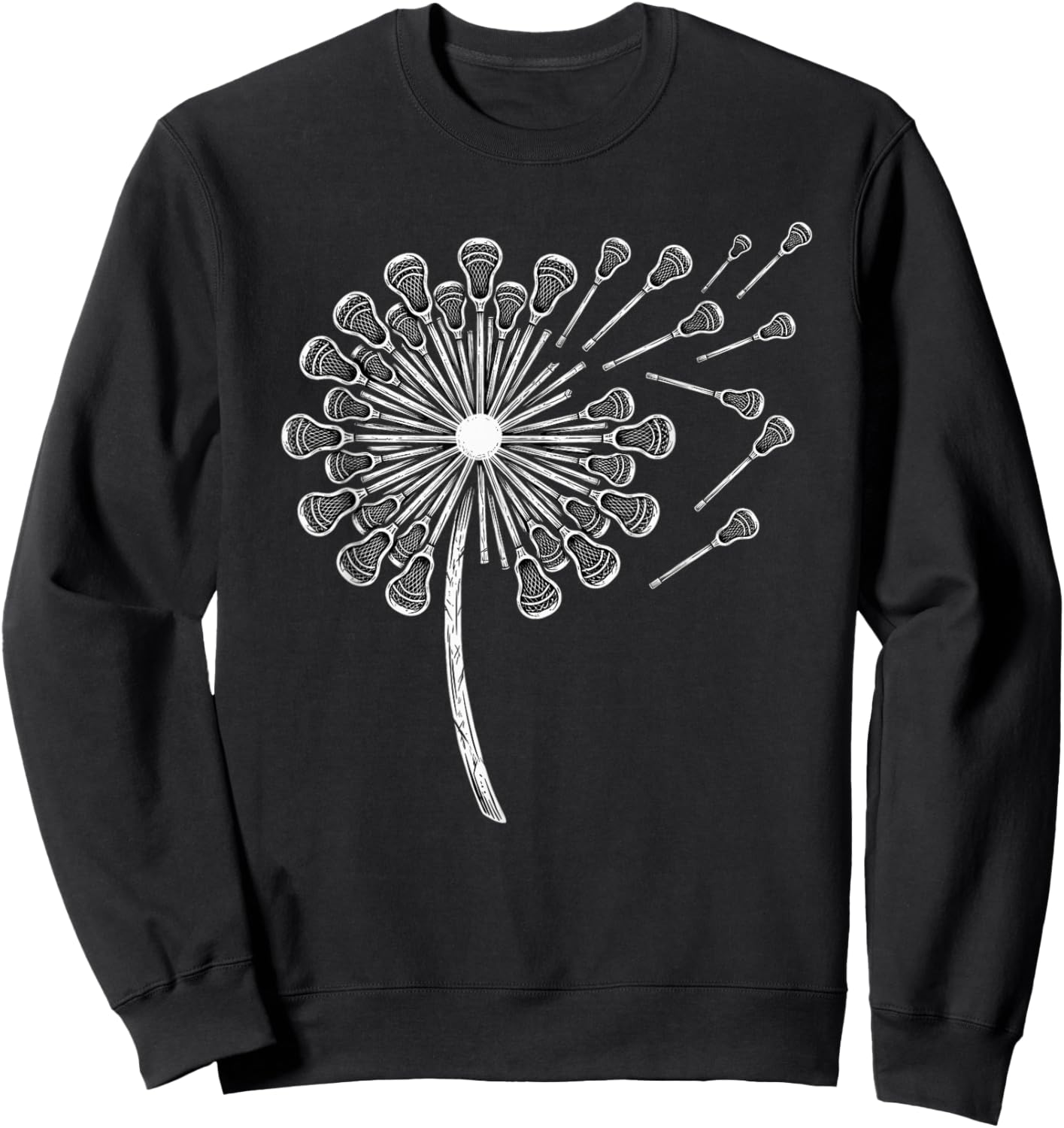 Aesthetic Dandelion Lacrosse Sticks Sweatshirt - Sweatshirt | Black