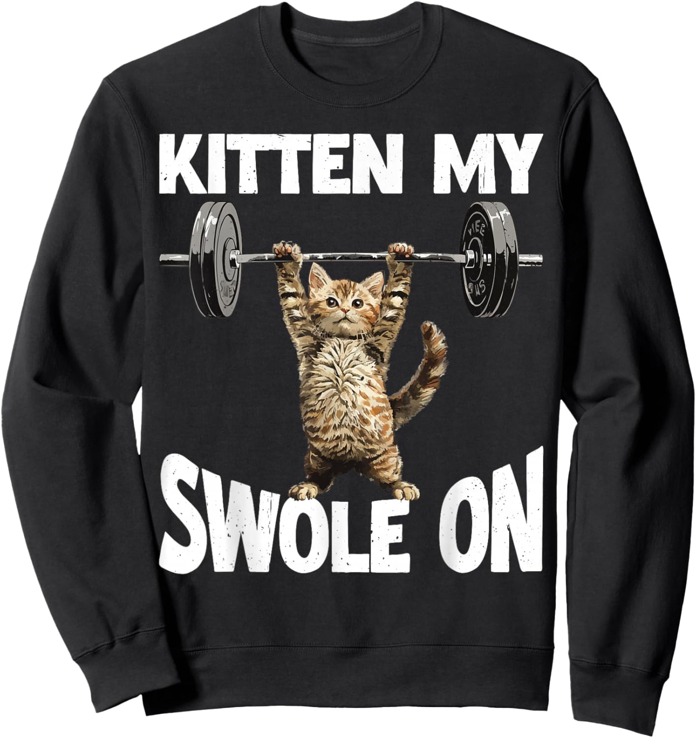 Kitten My Swole On Cute Gym Workout Sweatshirt - Sweatshirt | Black