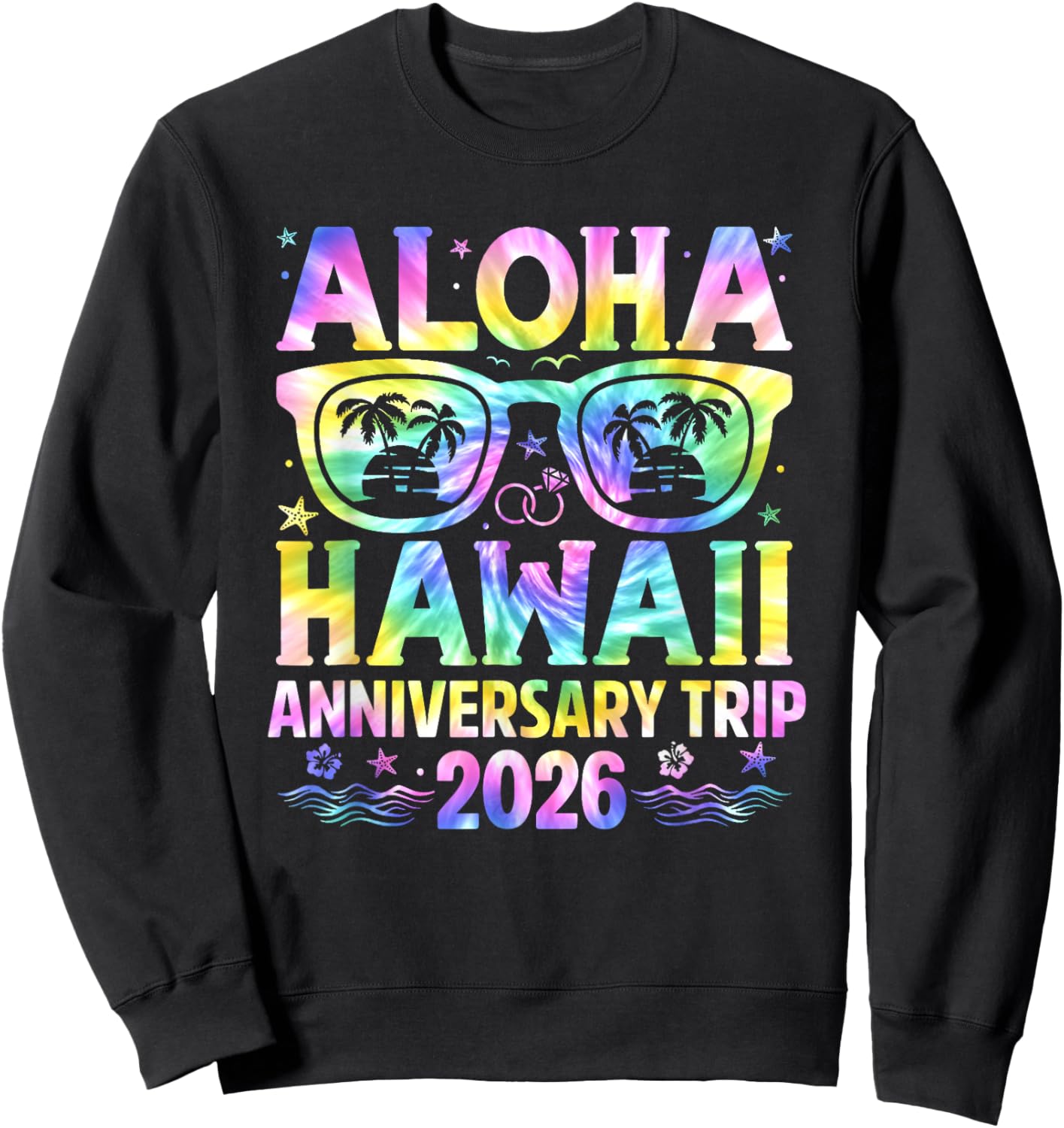 Aloha Hawaii Anniversary Trip 2026 Couple Matching Vacation Sweatshirt - Sweatshirt | Black
