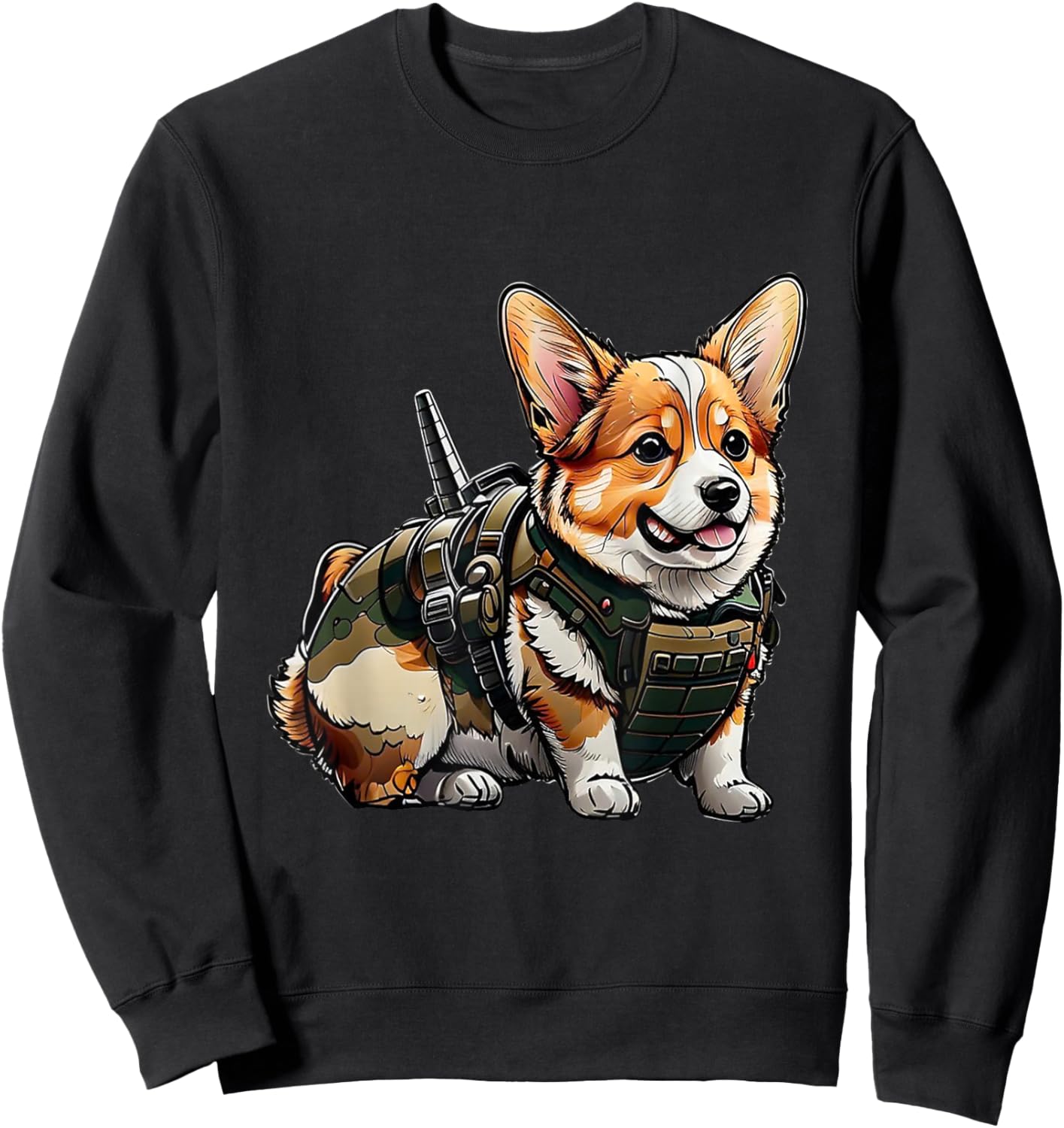 Tactical Corgi Funny Women Kids Sweatshirt - Sweatshirt | Black