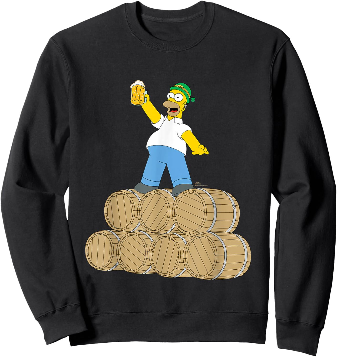 NEW The Simpsons St. Patrick's Day Homer Duff Beer Barrels Sweatshirt - Sweatshirt | Black