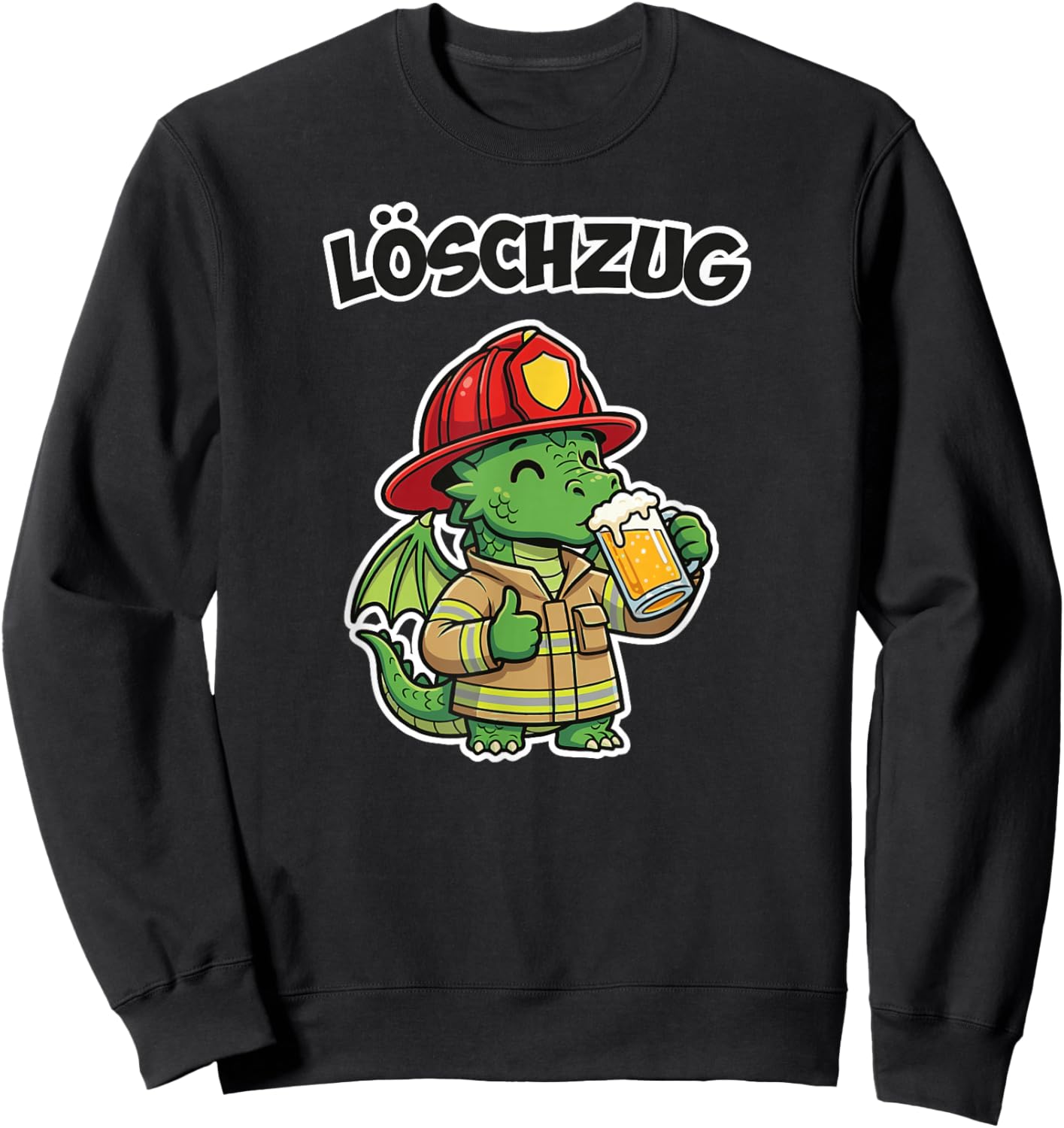 Feuerwehr Drache mit Bier Löschzug - Lustiges Feuerwehrteam Sweatshirt - Sweatshirt | Black