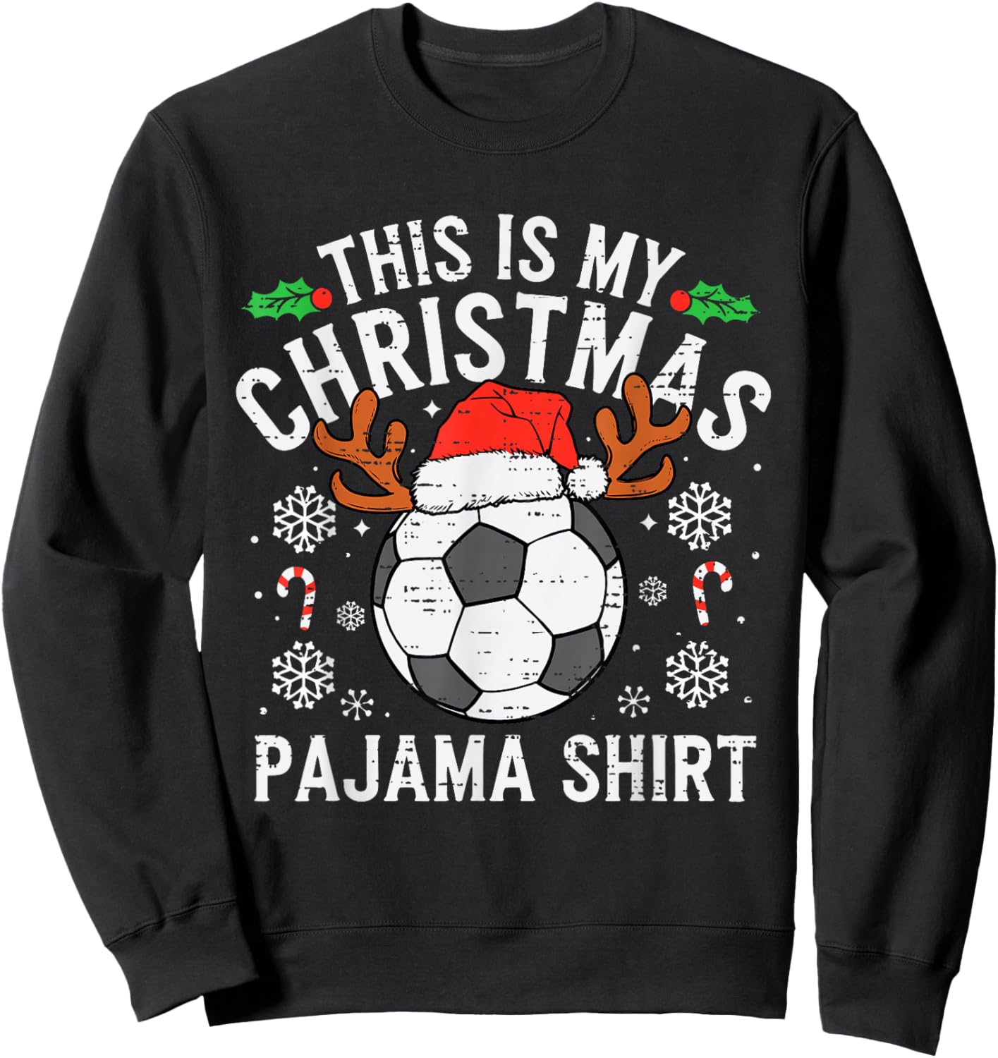 This Is My Soccer Christmas Pajama Shirt Sports Boy Kid Sweatshirt - Sweatshirt | Black