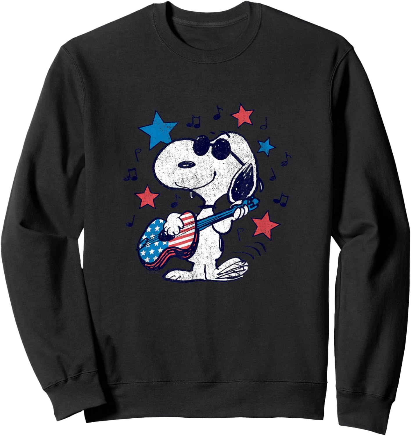 Snoopy - Americana Stars and Stripes Guitar Sweatshirt - Sweatshirt | Black