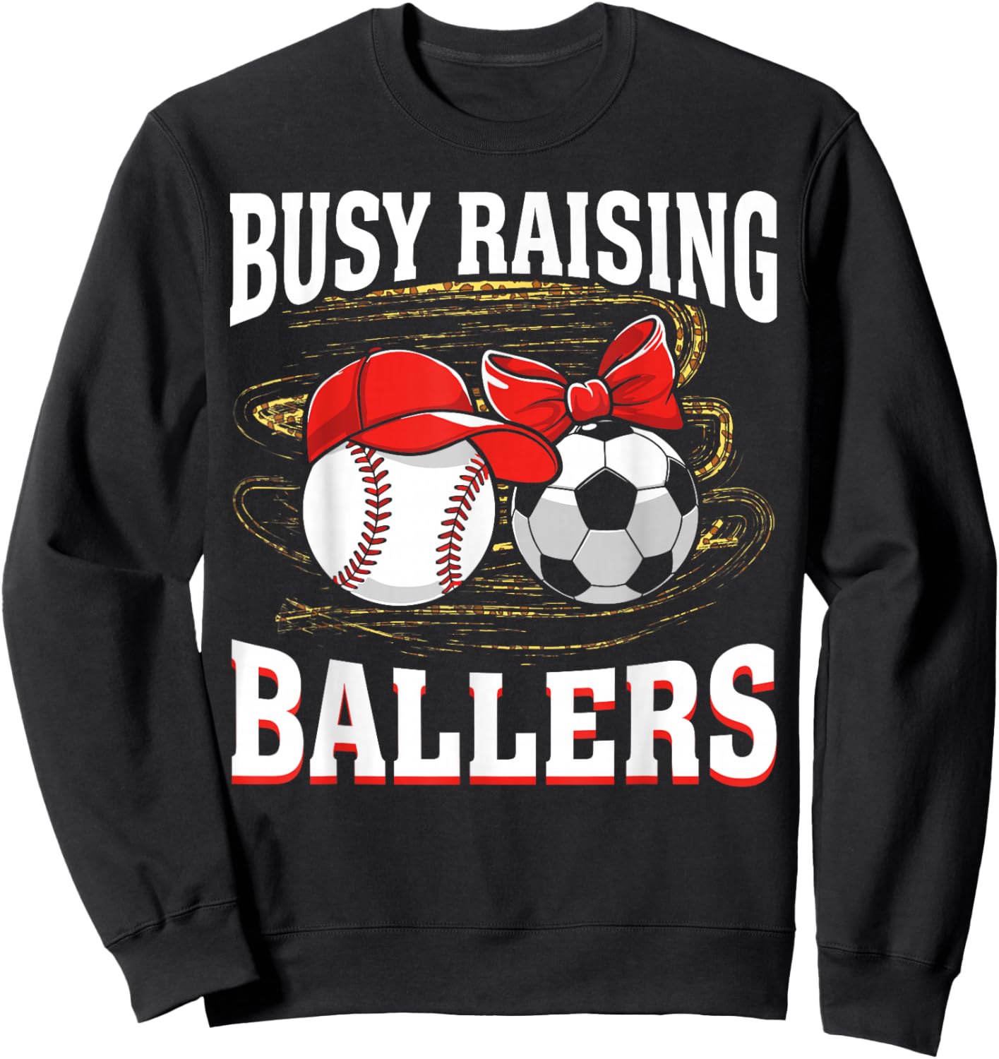 Busy Raising Ballers baseball soccer mom leopard women Sweatshirt - Sweatshirt | Black