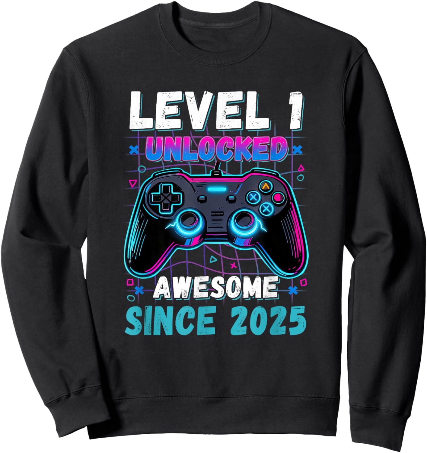 Level 1 Unlocked Awesome Since 2025 First 1st Birthday Boys Sweatshirt - Sweatshirt | Black