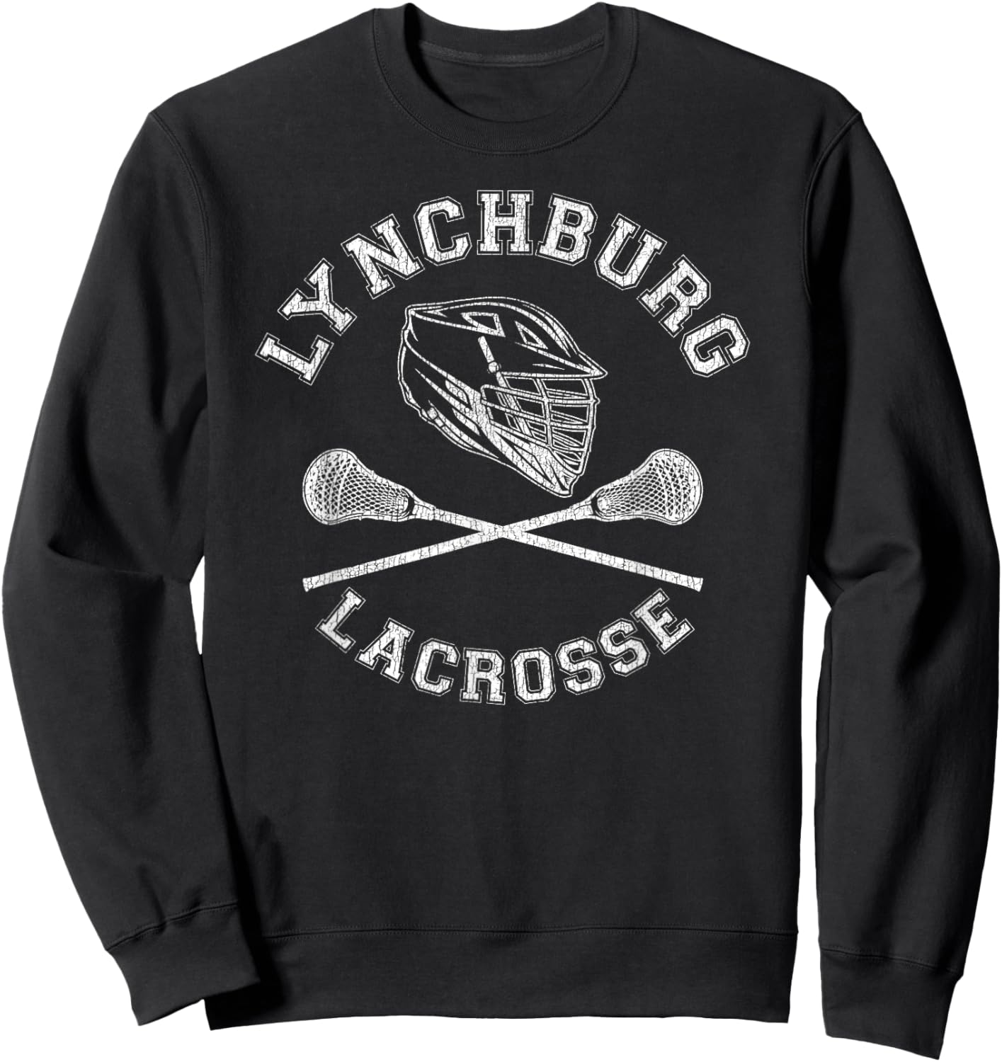 Lynchburg Lacrosse Vintage Distressed Retro Lax Sweatshirt - Sweatshirt | Black
