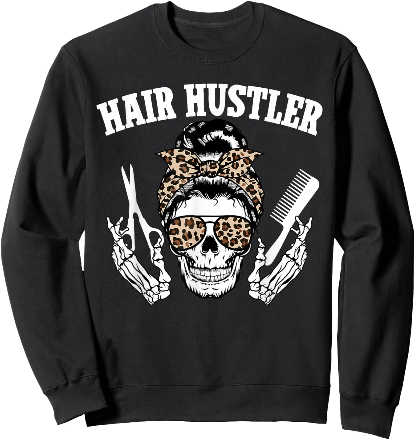 Hair Stylist Leopard Hair Dresser Hairstylist Hairdresser Sweatshirt - Sweatshirt | Black