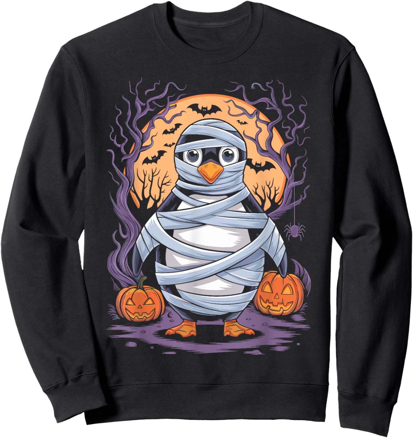 Funny Mummy Penguin Lovers Spooky Halloween Costume Sweatshirt - Sweatshirt | Black