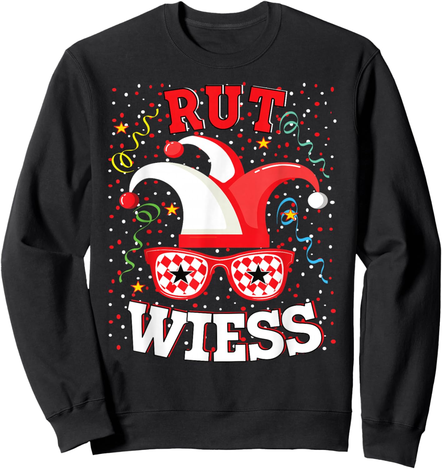 Köln Rut und Wiess Rot Weiss Karneval Kölsch Faschingskostüm Sweatshirt - Sweatshirt | Black