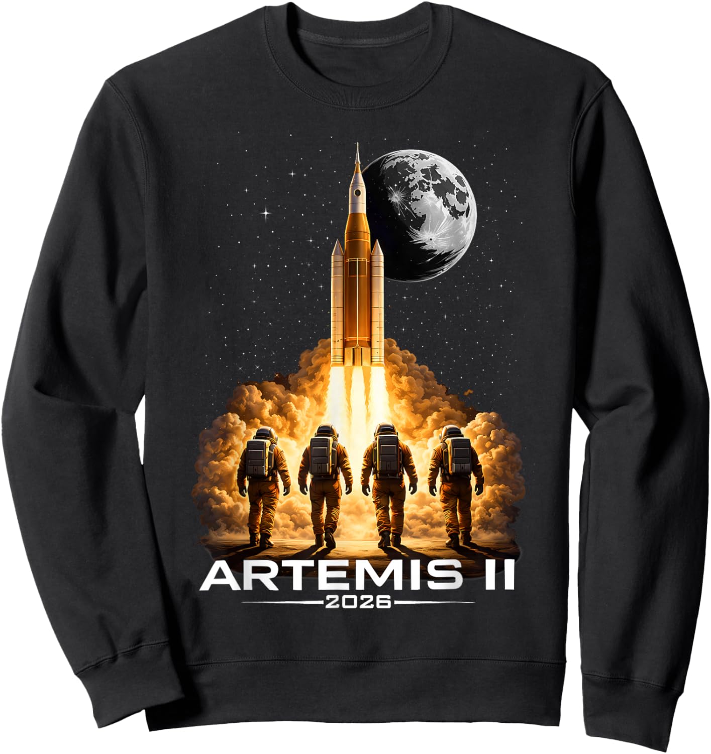 Artemis Launch to The Moon Astronaut Explorer Sweatshirt - Sweatshirt | Black