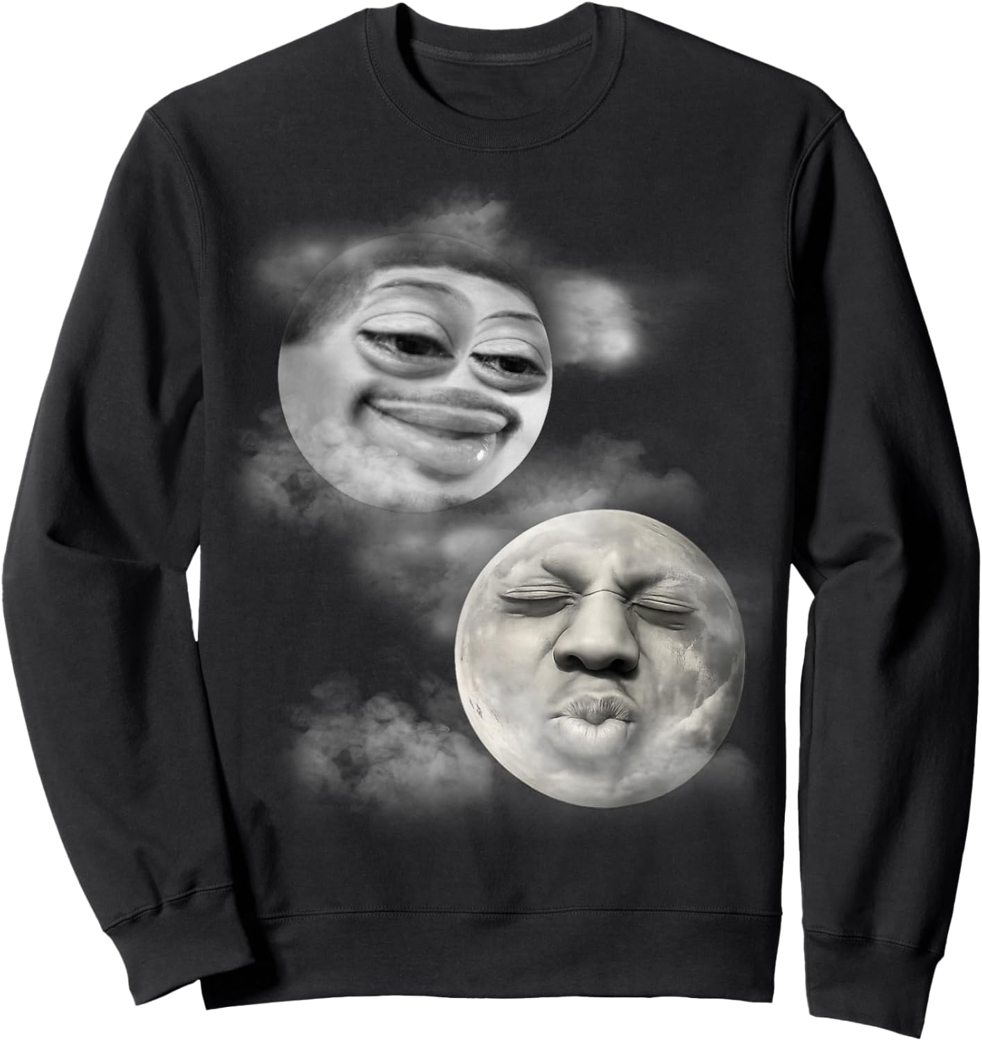 Funny Flight Reacts and Speed Moon Face Meme Sweatshirt - Sweatshirt | Black