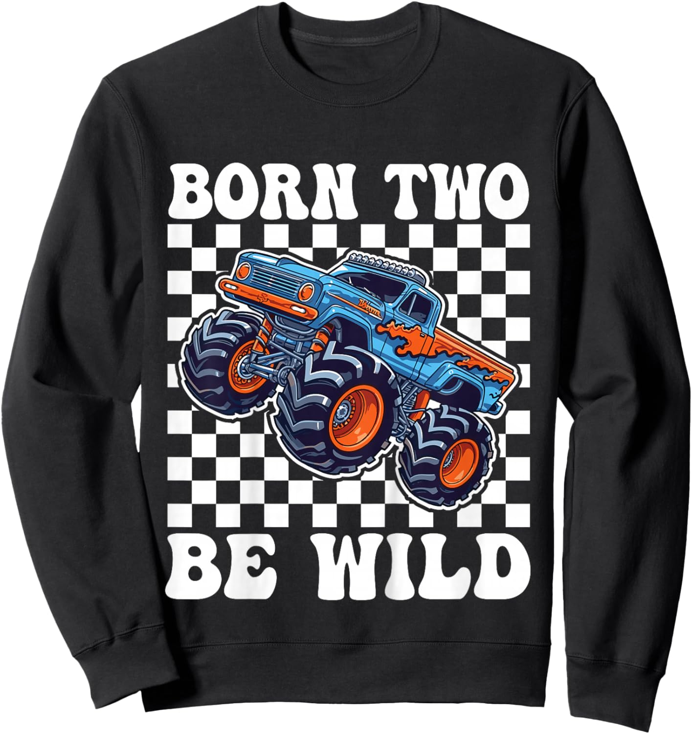 2nd Birthday Monster Truck 2 Year Old Boys 2nd Party Sweatshirt - Sweatshirt | Black