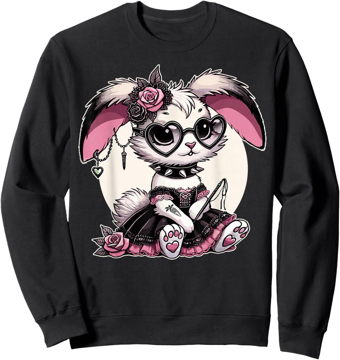 Gothic Pastel Goth Kawaii Bunny Alternative Aesthetic Sweatshirt - Sweatshirt | Black
