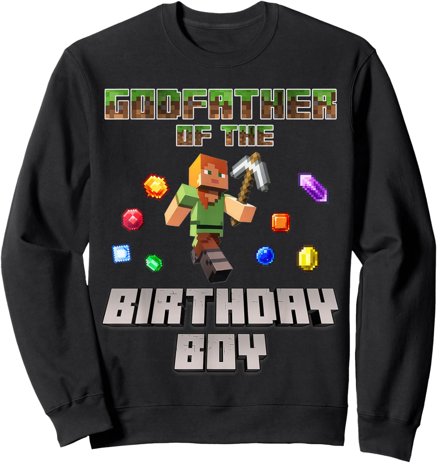 Godfather Of The Birthday Boy Video Gamer Pixel Number Sweatshirt - Sweatshirt | Black