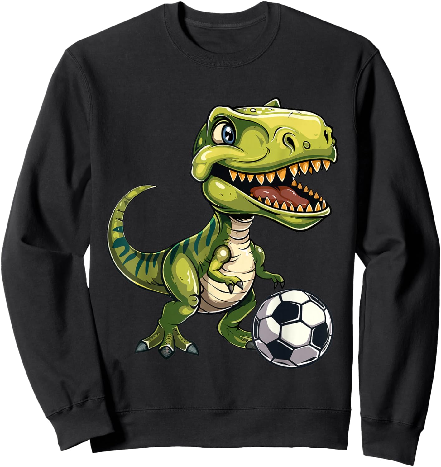 T-Rex playing soccer ball, soccer for kids Sweatshirt - Sweatshirt | Black