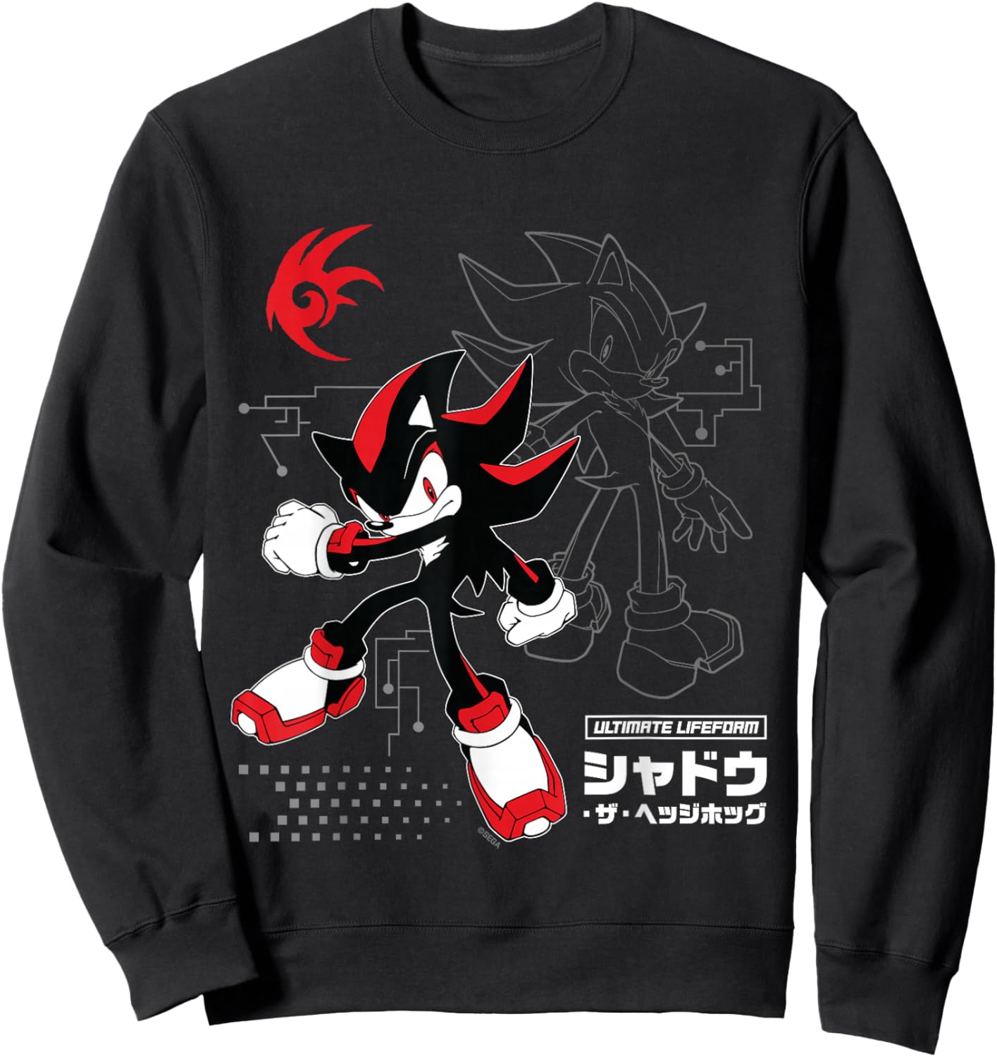 Sonic the Hedgehog Shadow Red Strike Action Pose Sweatshirt - Sweatshirt | Black