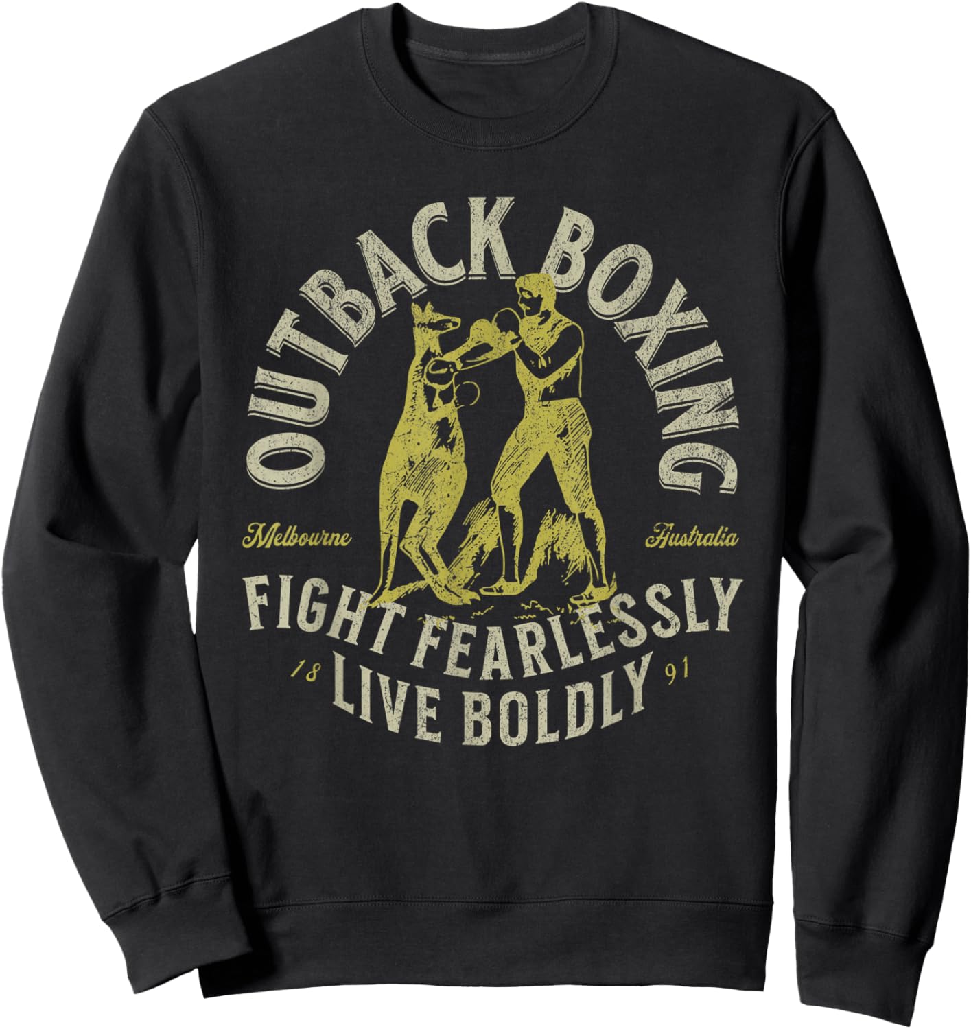 Outback Boxing Man vs Kangaroo Melbourne Australia 1891 Sweatshirt - Sweatshirt | Black