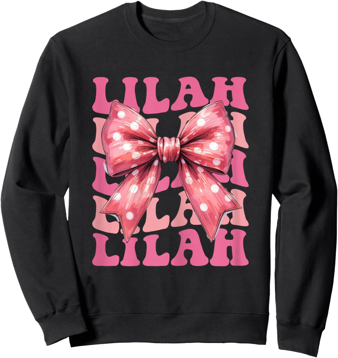 Lilah Name Coquette Bow Aesthetic Girls Sweatshirt - Sweatshirt | Black