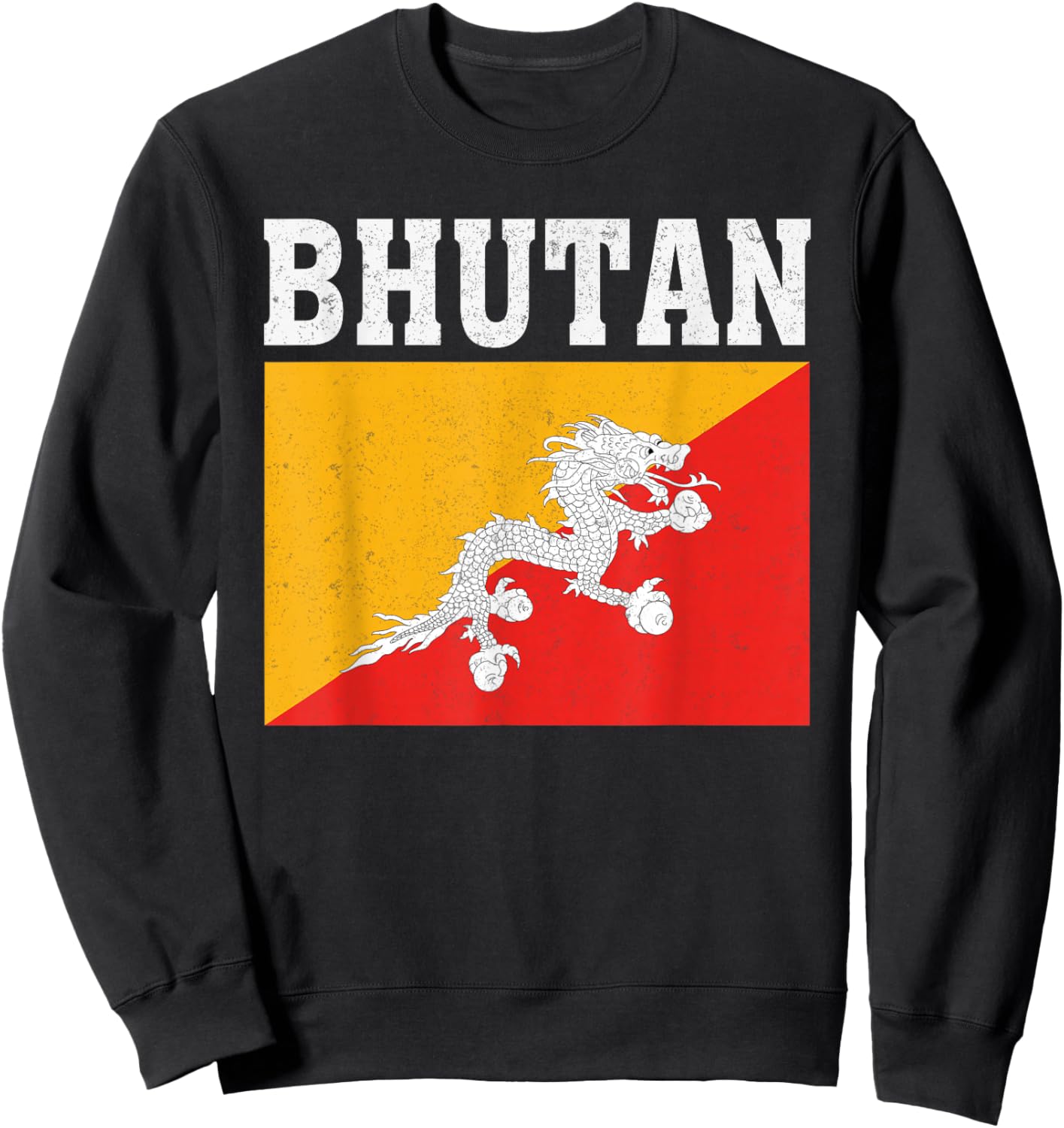 Bhutan Flag Patriotic National Roots Souvenir Sweatshirt - Sweatshirt | Black