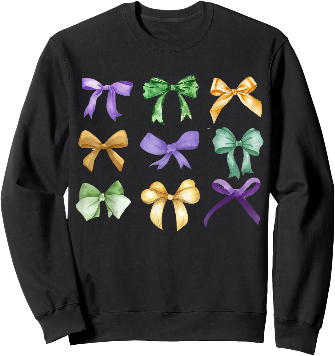 Retro Mardi Gras Coquette Bow Louisiana New Orleans Costume , Black, Short Sleeve, Size S Sweatshirt - Sweatshirt | Black