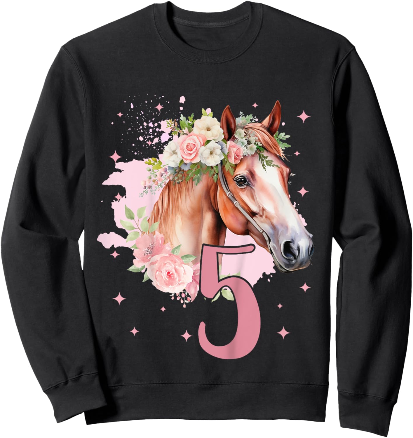 5th Birthday Horse Girl 5 Years Five Finally 5 Birthday Sweatshirt - Sweatshirt | Black